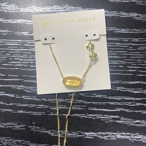 Kendra Scott Gold Necklace with Amber Stone